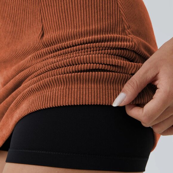 HALARA High Waist 2 In 1 Corduroy Rust Orange Mini Skort Skirt Various Sizes NWT - Picture 6 of 11